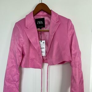 Pink Cropped Zara Blazer, Brand New